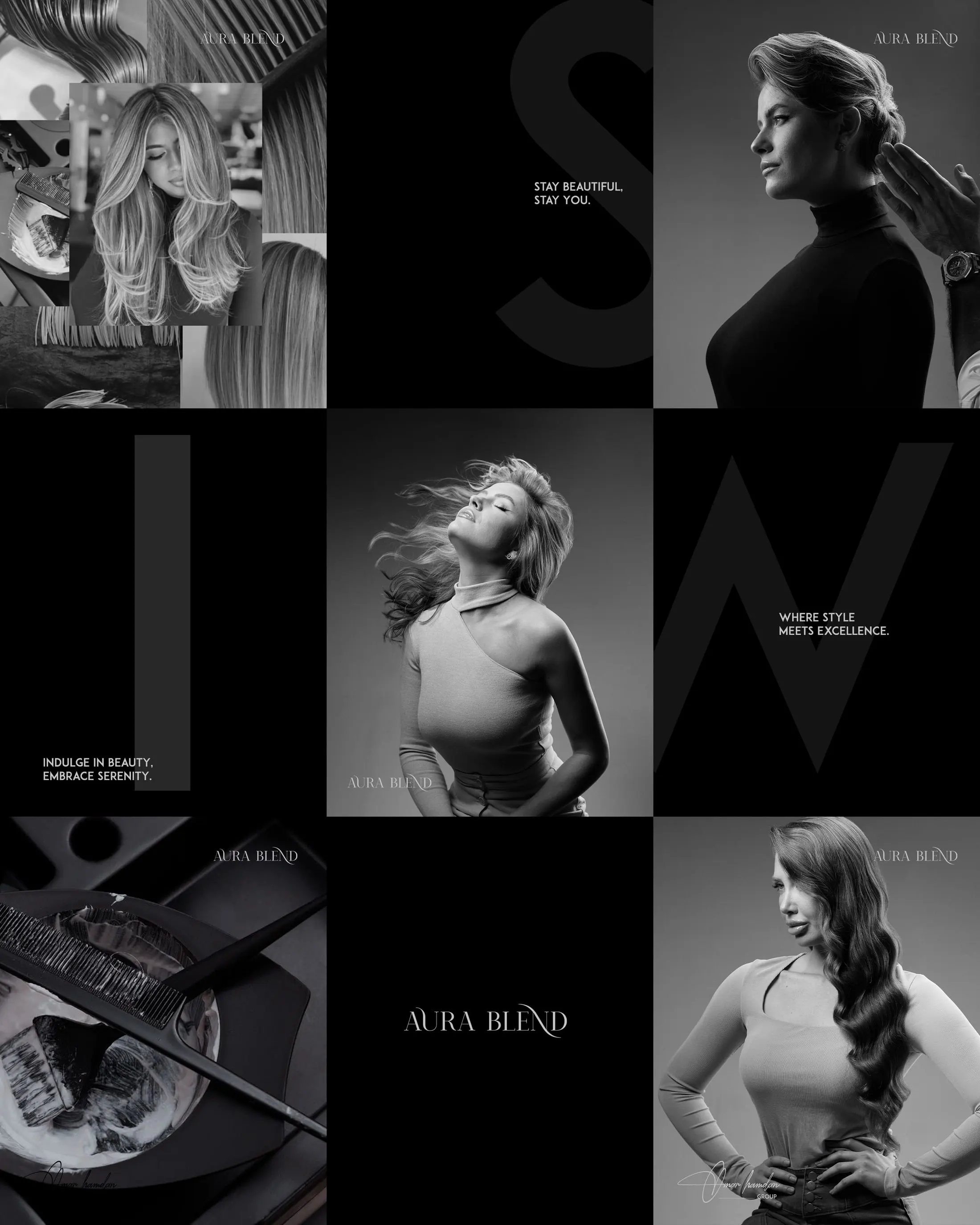 Aura Blend – Salon brand, brochure & social media
