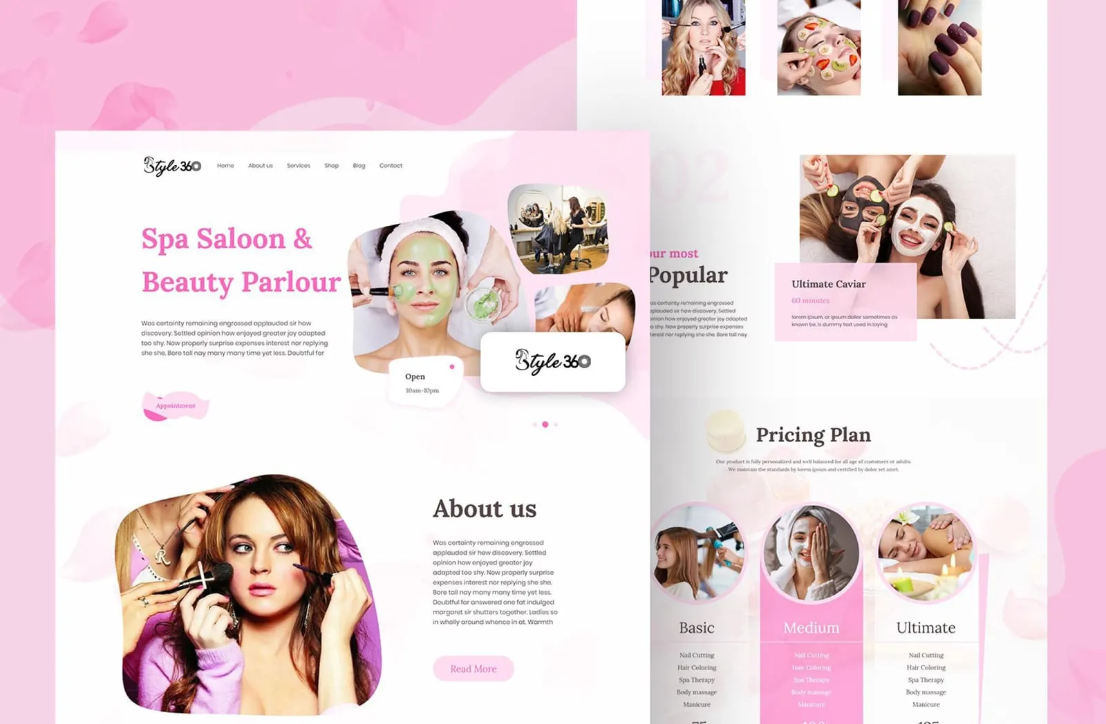 Style 360 – Spa and beauty salon website